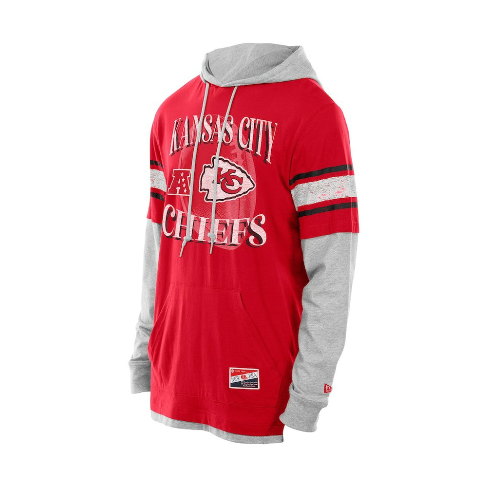 Kansas City Chiefs New Era Twofer Layered Long Sleeve Hoodie T-Shirt Red