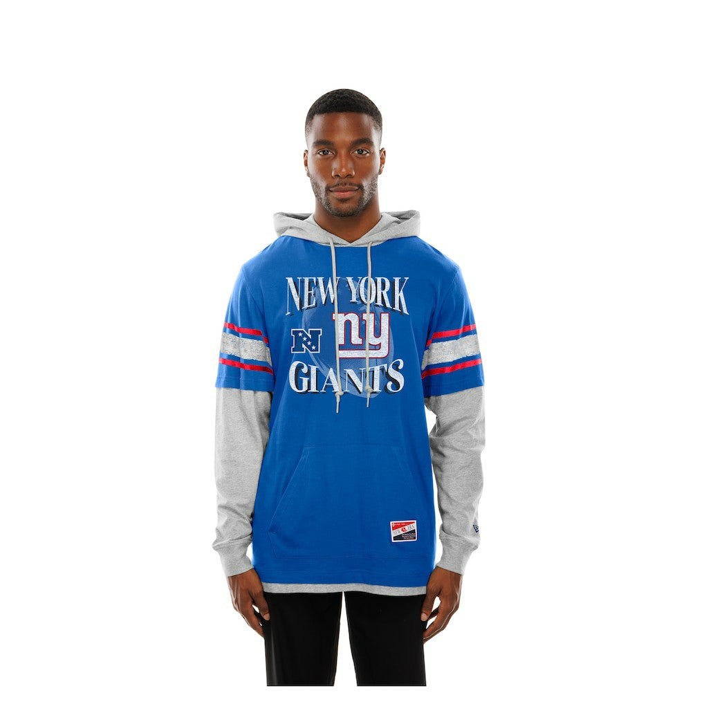 New York Giants New Era Twofer Layered Long Sleeve Hoodie T-Shirt Royal