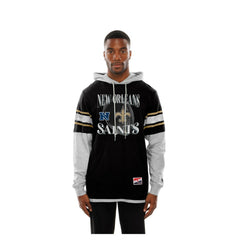 New Orleans Saints New Era Twofer Layered Long Sleeve Hoodie T-Shirt Black