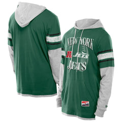 New York Jets New Era Twofer Layered Long Sleeve Hoodie T-Shirt Green