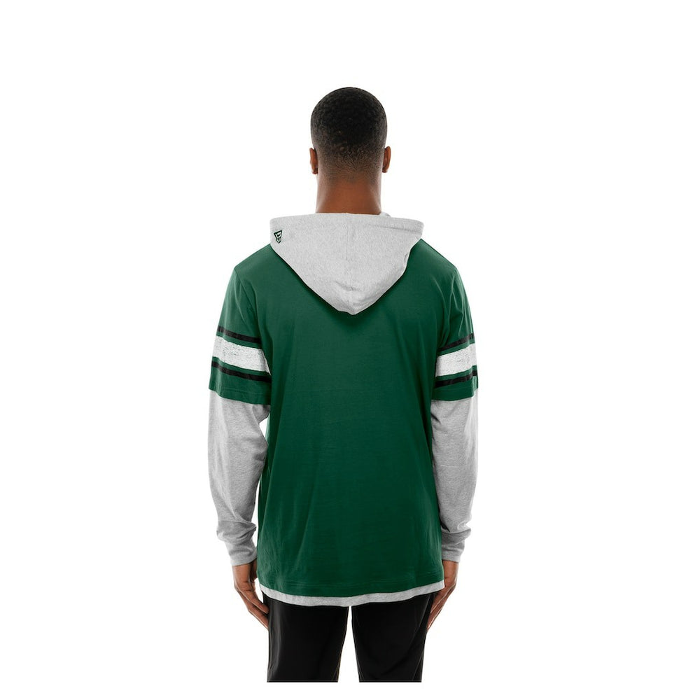New York Jets New Era Twofer Layered Long Sleeve Hoodie T-Shirt Green