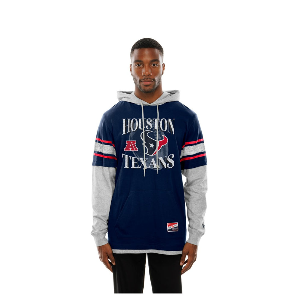 Houston Texans New Era Twofer Layered Long Sleeve Hoodie T-Shirt Navy