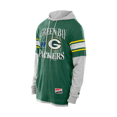 Green Bay Packers New Era Twofer Layered Long Sleeve Hoodie T-Shirt Green