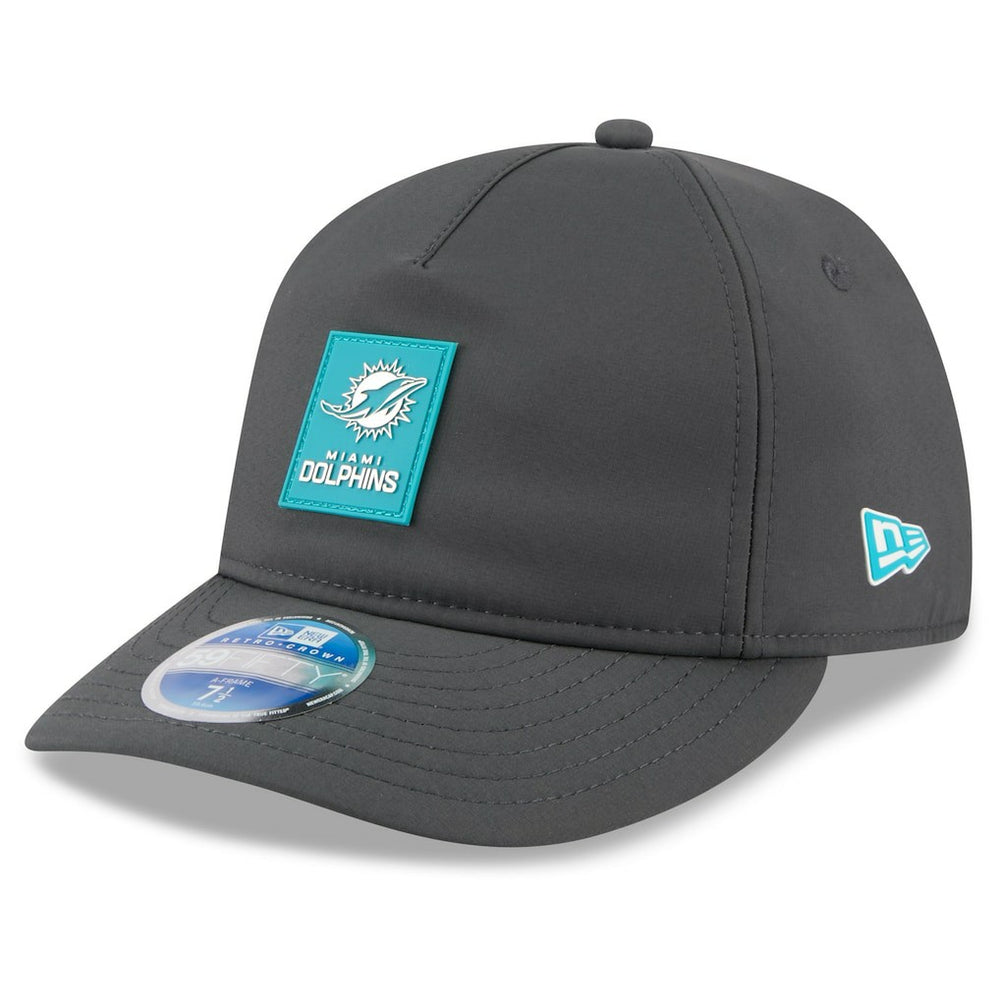 Miami Dolphins New Era 2025 Sideline Cold Weather Retro Crown 59FIFTY Fitted Hat Charcoal