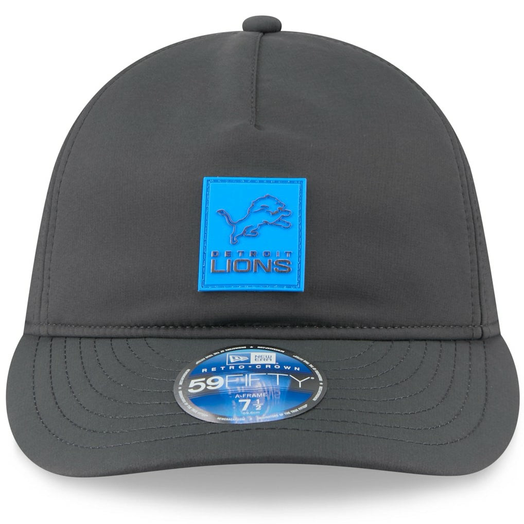 Detroit Lions New Era 2025 Sideline Cold Weather Retro Crown 59FIFTY Fitted Hat Charcoal