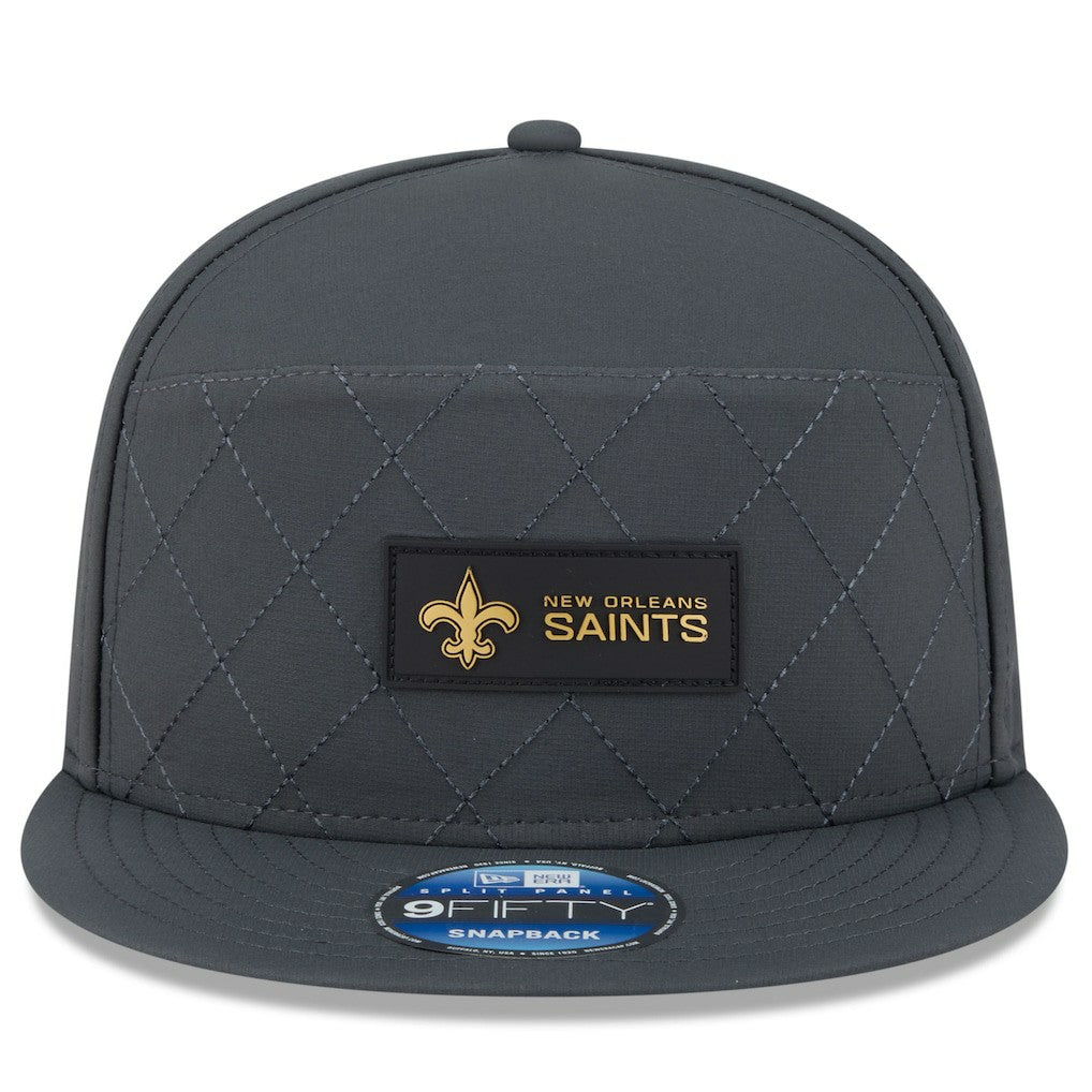 New Orleans Saints New Era 2025 Sideline Cold Weather Split Panel 9FIFTY Snapback Hat Charcoal