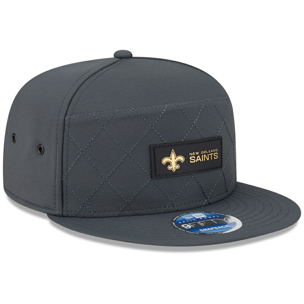 New Orleans Saints New Era 2025 Sideline Cold Weather Split Panel 9FIFTY Snapback Hat Charcoal
