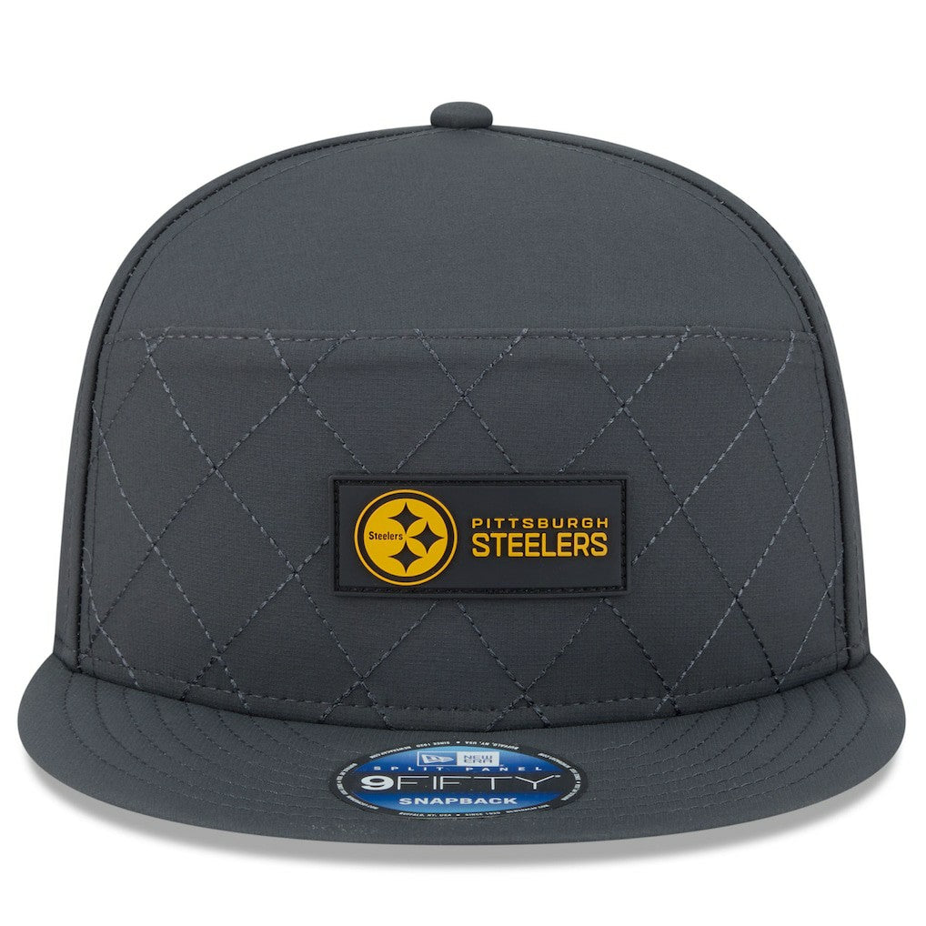 Pittsburgh Steelers New Era 2025 Sideline Cold Weather Split Panel 9FIFTY Snapback Hat Charcoal