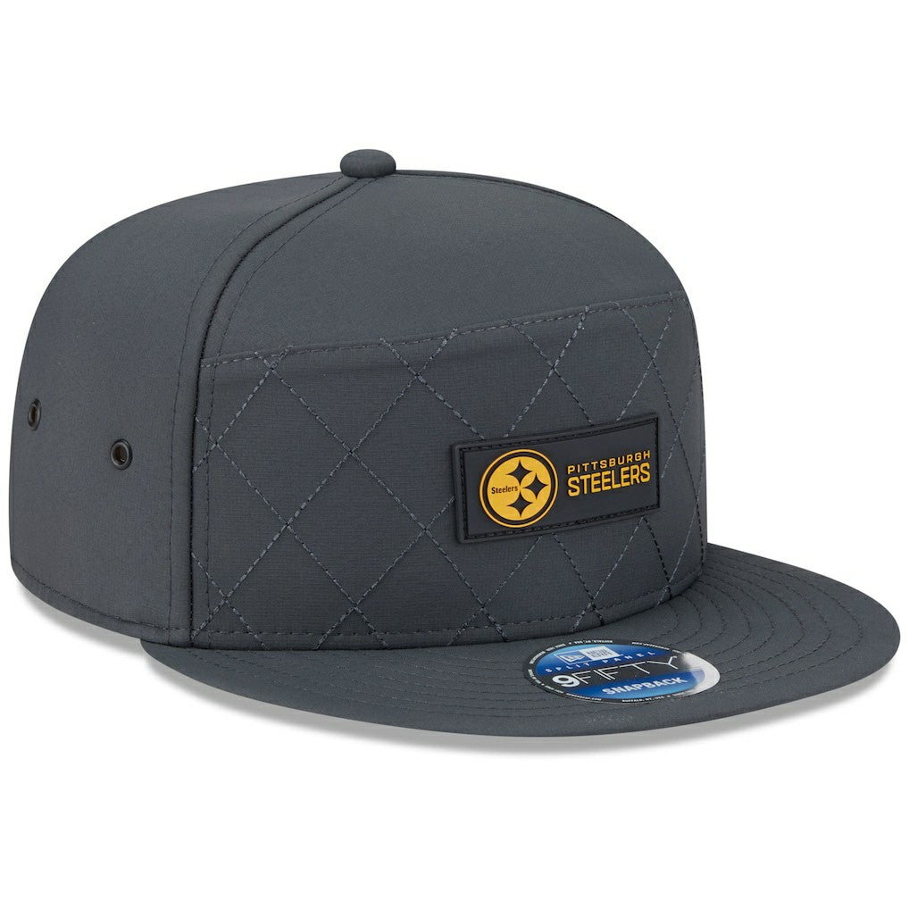 Pittsburgh Steelers New Era 2025 Sideline Cold Weather Split Panel 9FIFTY Snapback Hat Charcoal