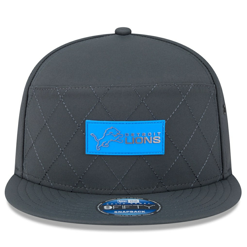 Detroit Lions New Era 2025 Sideline Cold Weather Split Panel 9FIFTY Snapback Hat Charcoal