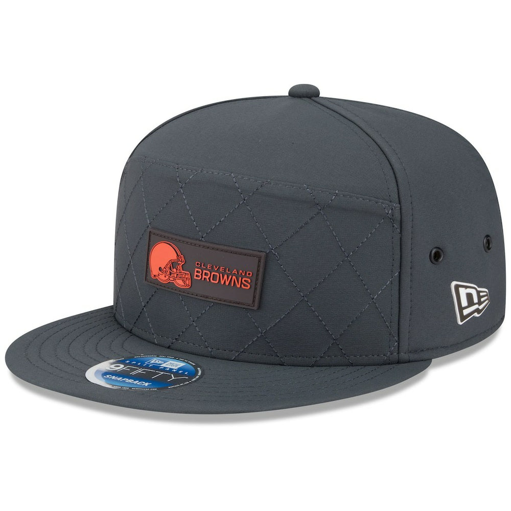 Cleveland Browns New Era 2025 Sideline Cold Weather Split Panel 9FIFTY Snapback Hat Charcoal