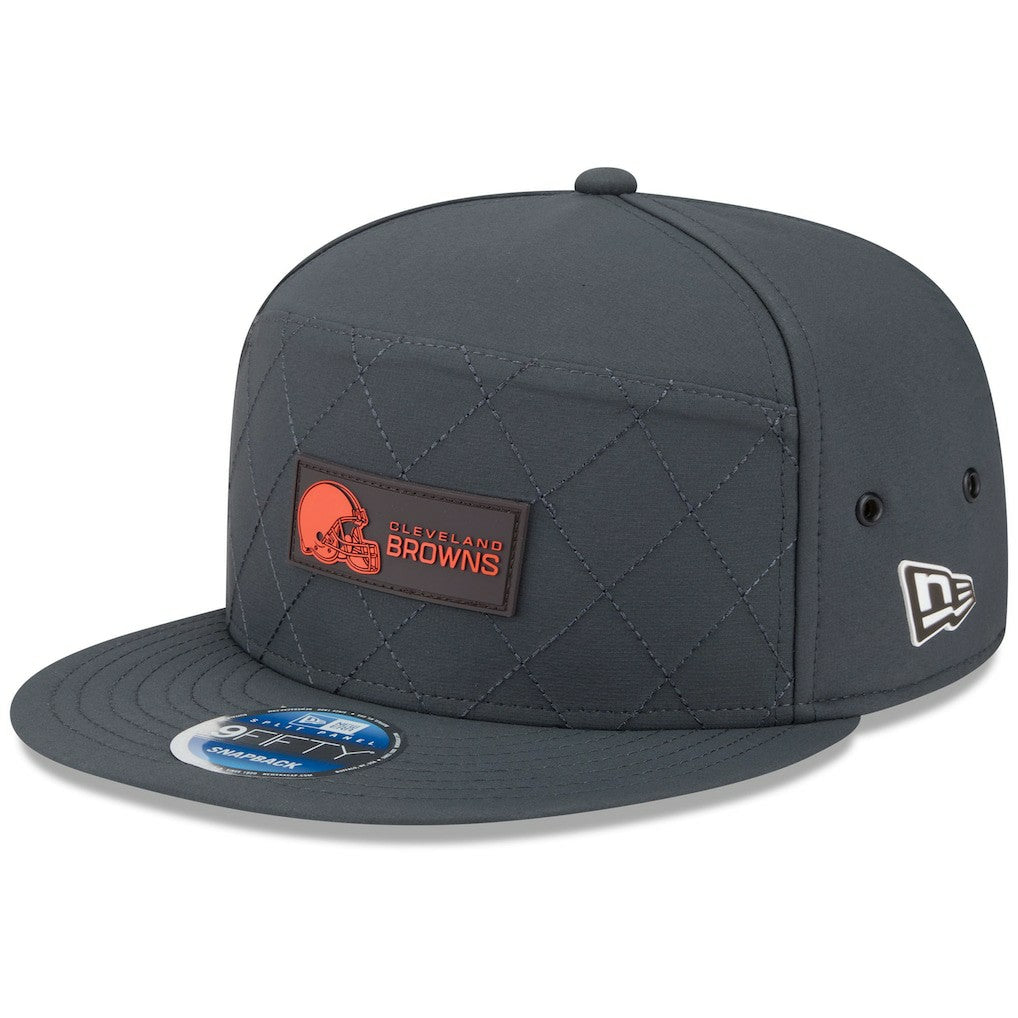 Cleveland Browns New Era 2025 Sideline Cold Weather Split Panel 9FIFTY Snapback Hat Charcoal
