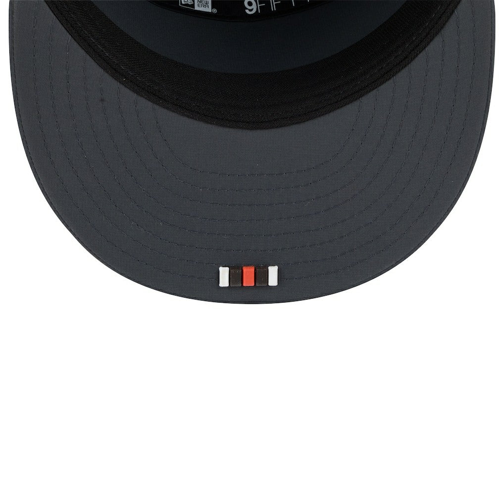 Cleveland Browns New Era 2025 Sideline Cold Weather Split Panel 9FIFTY Snapback Hat Charcoal