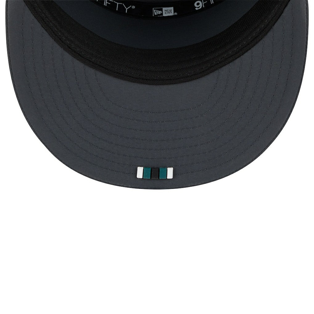 Philadelphia Eagles New Era 2025 Sideline Cold Weather Split Panel 9FIFTY Snapback Hat Charcoal