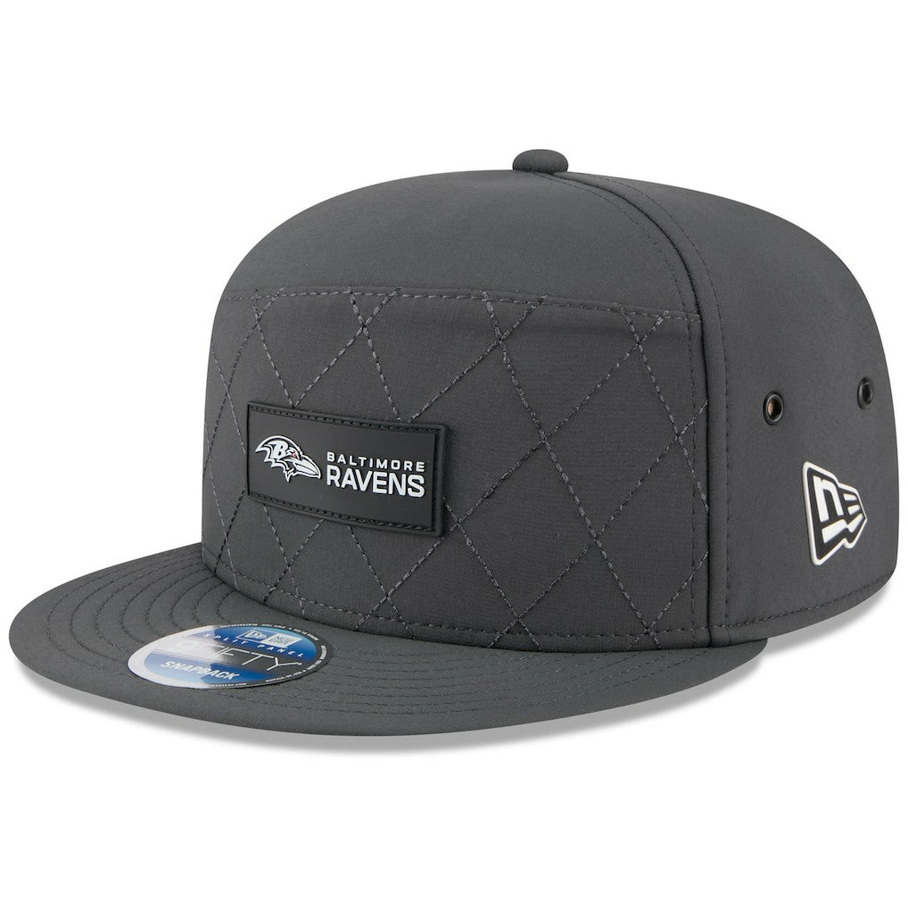 Baltimore Ravens New Era 2025 Sideline Cold Weather Split Panel 9FIFTY Snapback Hat Charcoal