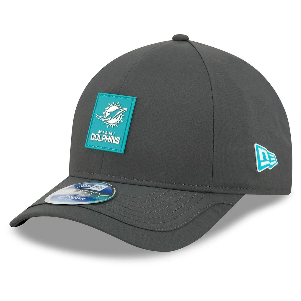 Miami Dolphins New Era 2025 Sideline Cold Weather 9FORTY M-Crown Adjustable Hat Charcoal