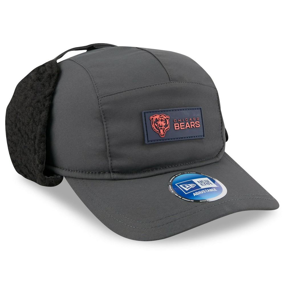 Chicago Bears New Era 2025 Sideline Cold Weather Runner Dog Ear Adjustable Hat Charcoal