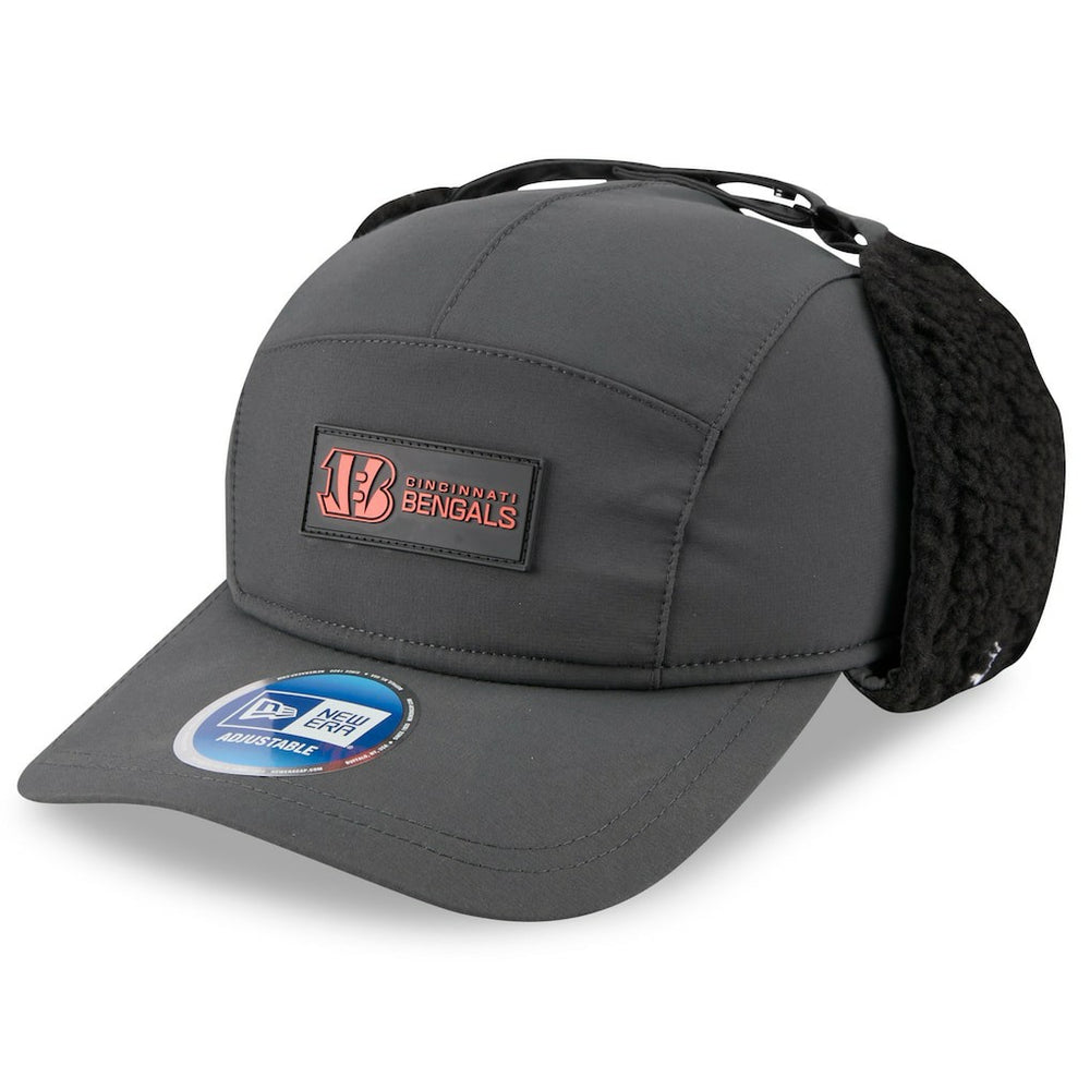 Cincinnati Bengals New Era 2025 Sideline Cold Weather Runner Dog Ear Adjustable Hat Charcoal