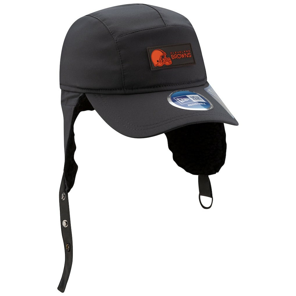Cleveland Browns New Era 2025 Sideline Cold Weather Runner Dog Ear Adjustable Hat Charcoal