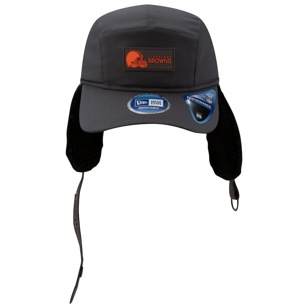 Cleveland Browns New Era 2025 Sideline Cold Weather Runner Dog Ear Adjustable Hat Charcoal
