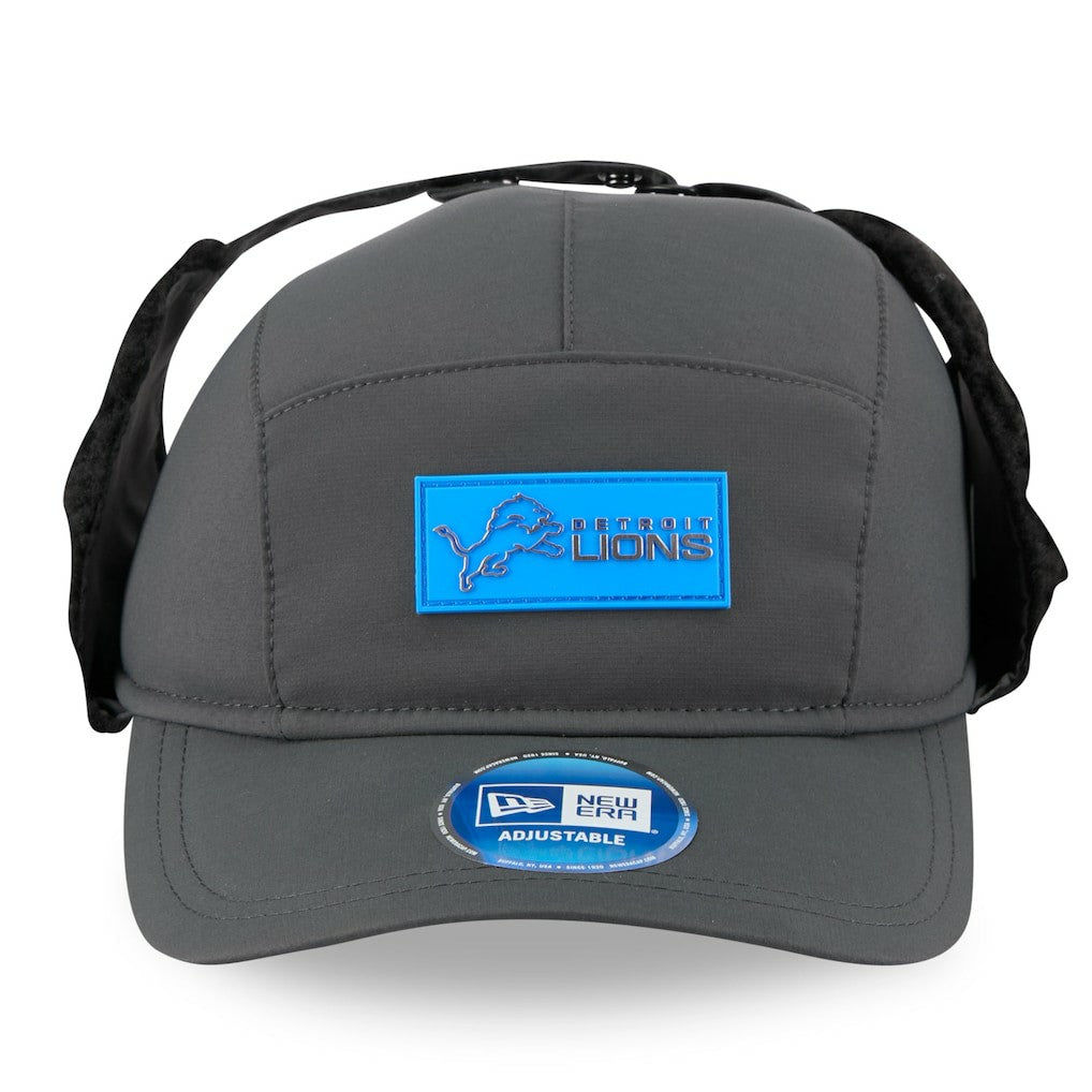 Detroit Lions New Era 2025 Sideline Cold Weather Runner Dog Ear Adjustable Hat Charcoal
