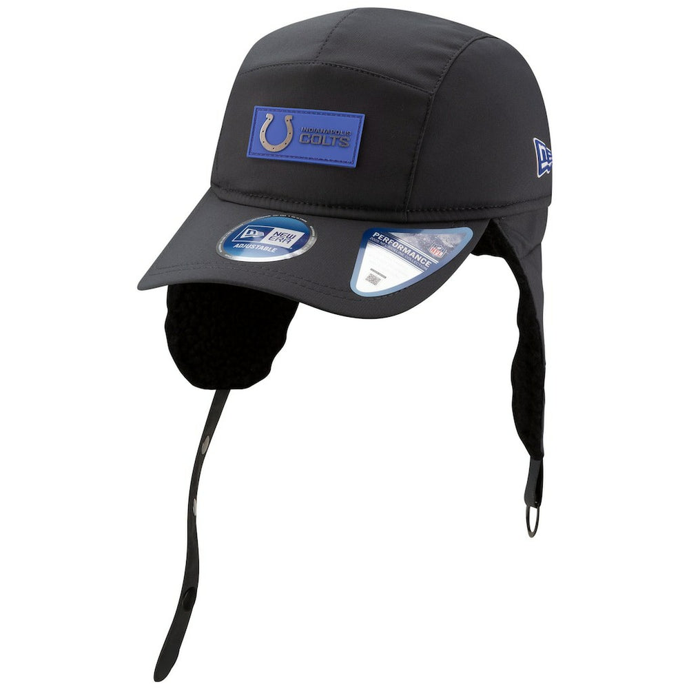 Indianapolis Colts New Era 2025 Sideline Cold Weather Runner Dog Ear Adjustable Hat Charcoal