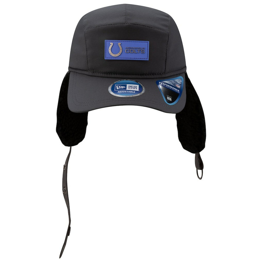 Indianapolis Colts New Era 2025 Sideline Cold Weather Runner Dog Ear Adjustable Hat Charcoal