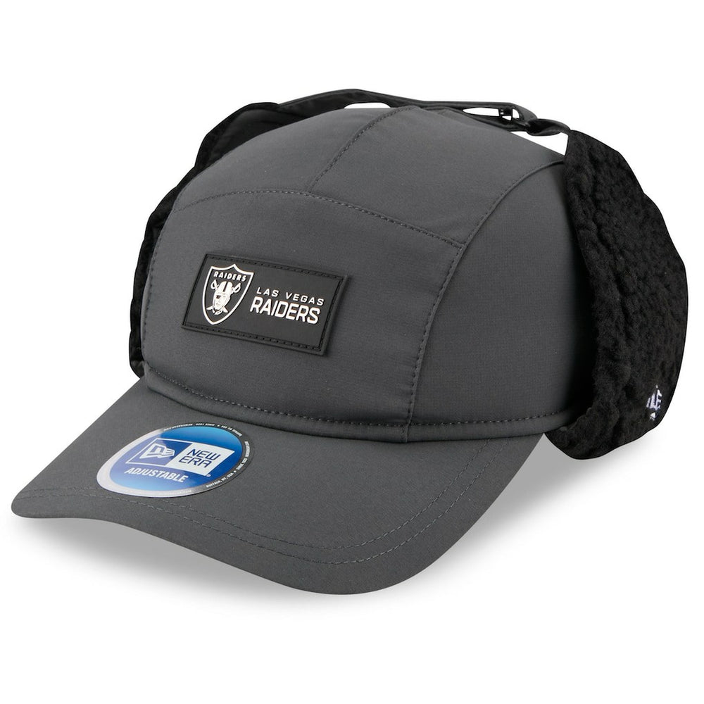 Las Vegas Raiders New Era 2025 Sideline Cold Weather Runner Dog Ear Adjustable Hat Charcoal