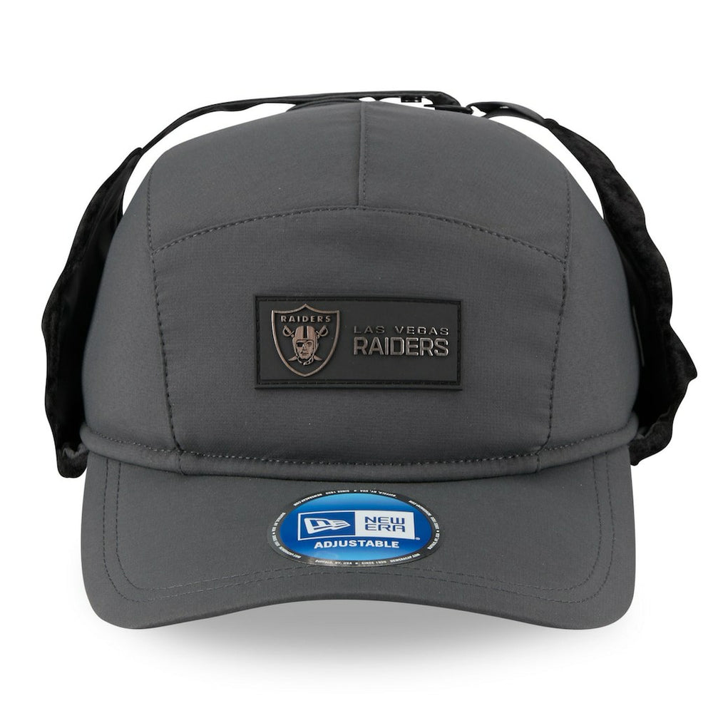 Las Vegas Raiders New Era 2025 Sideline Cold Weather Runner Dog Ear Adjustable Hat Charcoal