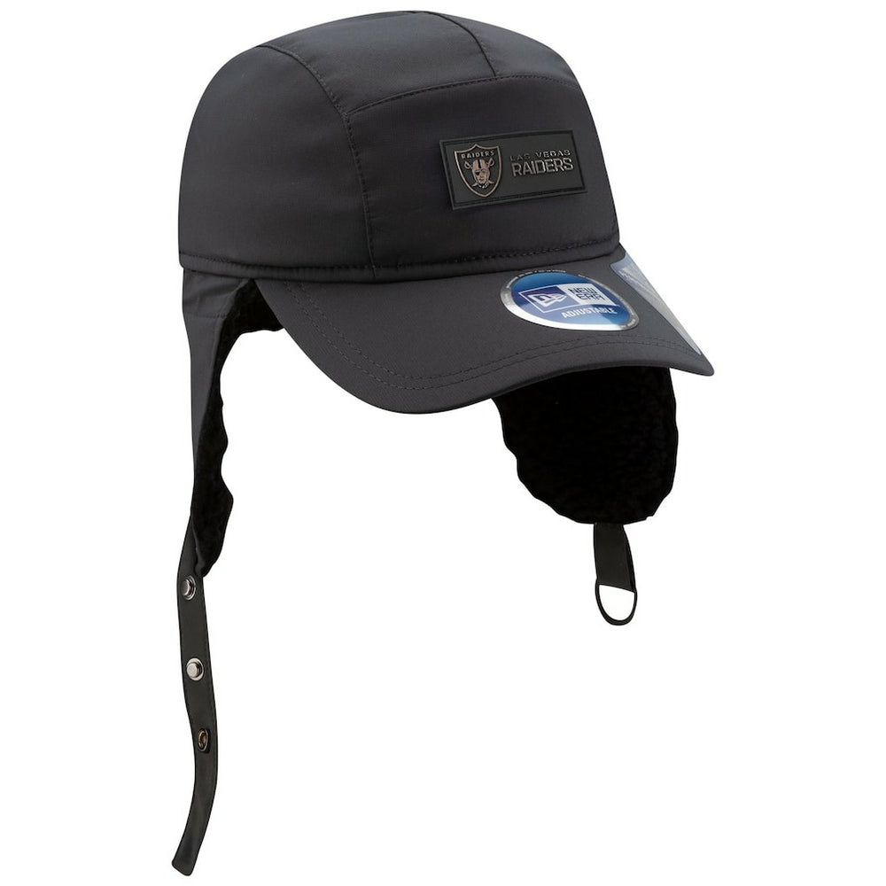 Las Vegas Raiders New Era 2025 Sideline Cold Weather Runner Dog Ear Adjustable Hat Charcoal