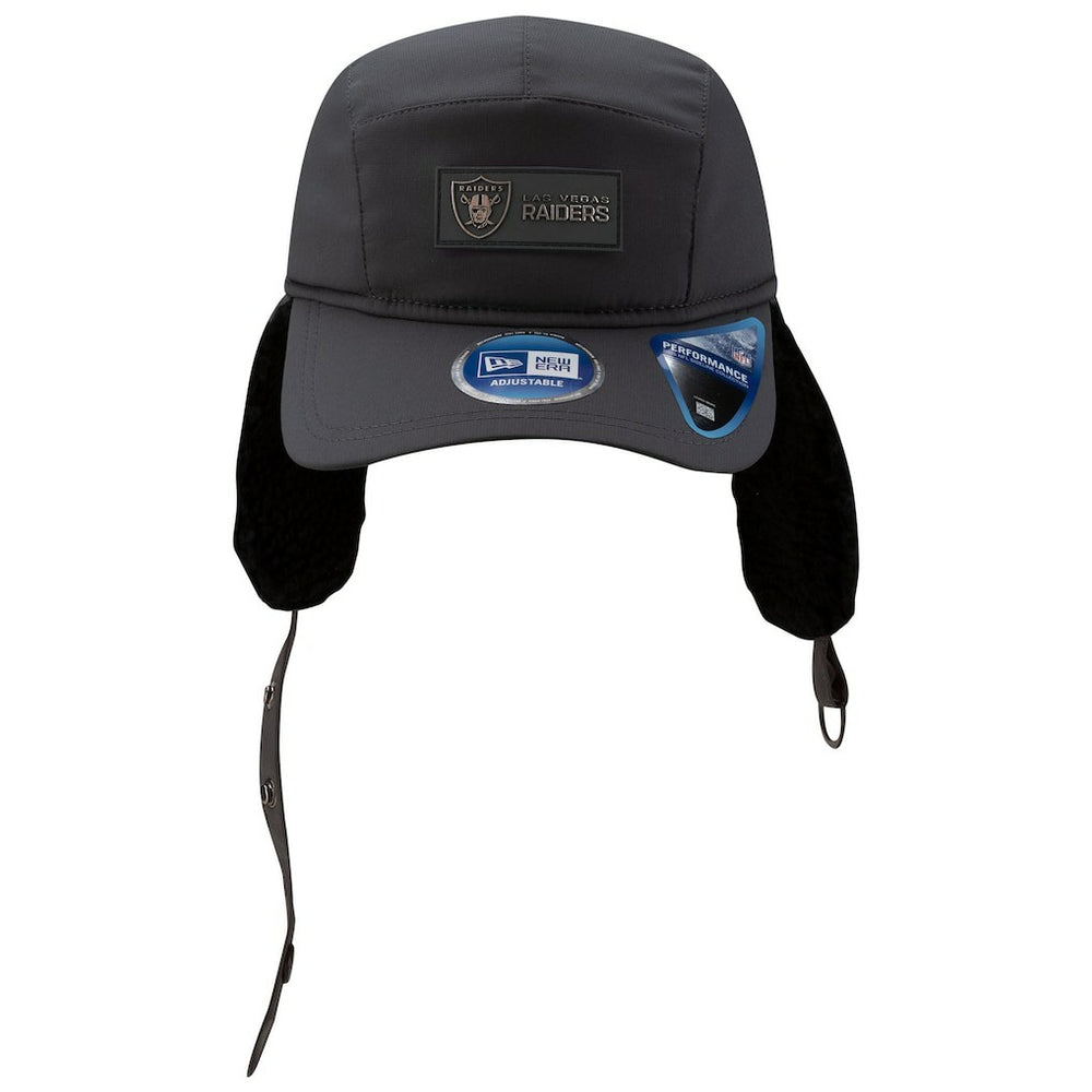 Las Vegas Raiders New Era 2025 Sideline Cold Weather Runner Dog Ear Adjustable Hat Charcoal