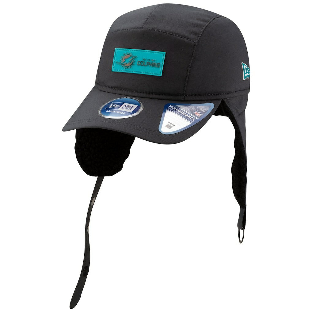 Miami Dolphins New Era 2025 Sideline Cold Weather Runner Dog Ear Adjustable Hat Charcoal