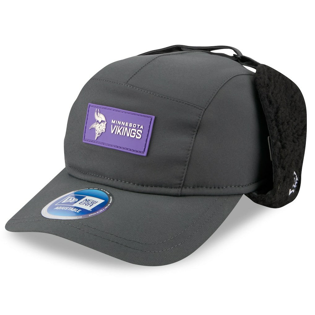 Minnesota Vikings New Era 2025 Sideline Cold Weather Runner Dog Ear Adjustable Hat Charcoal