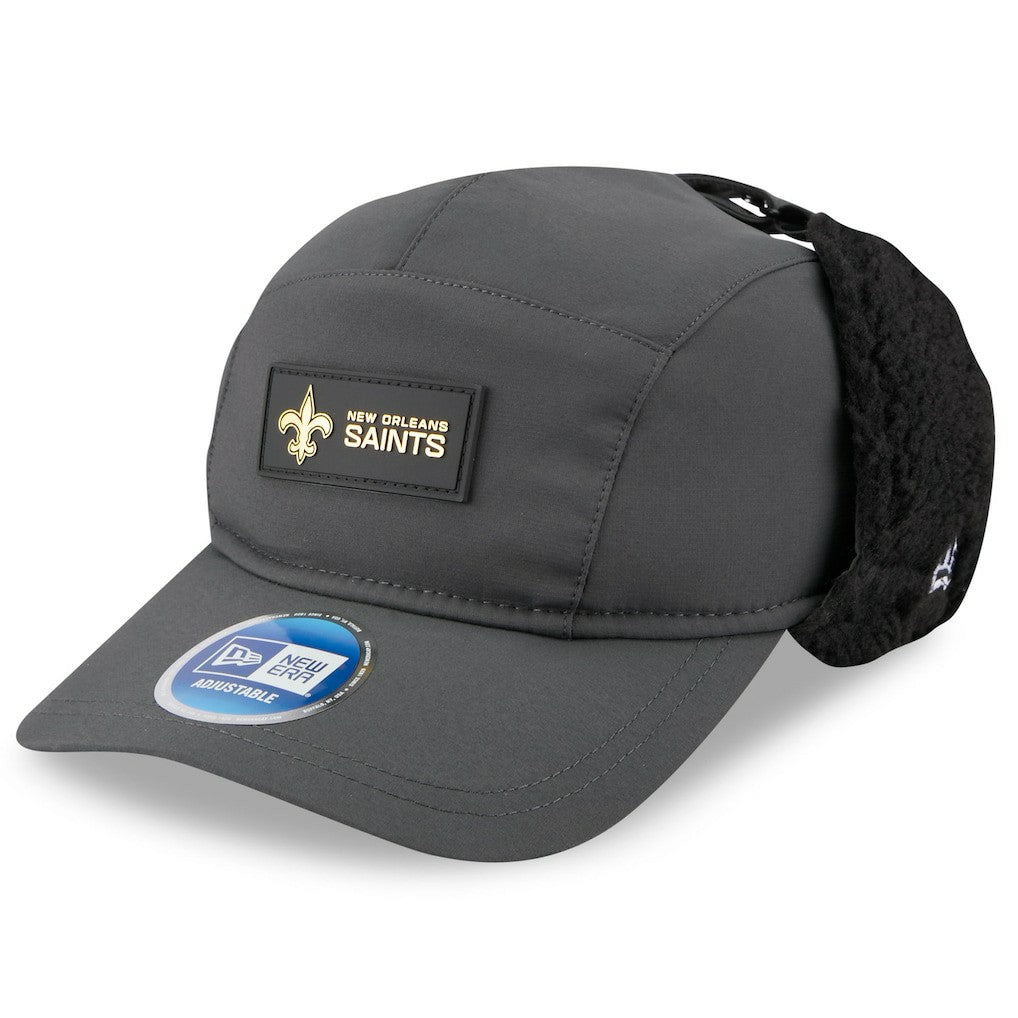 New Orleans Saints New Era 2025 Sideline Cold Weather Runner Dog Ear Adjustable Hat Charcoal