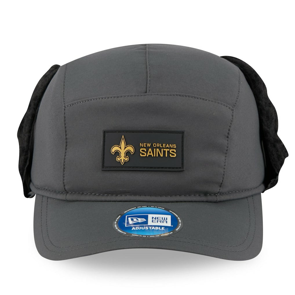New Orleans Saints New Era 2025 Sideline Cold Weather Runner Dog Ear Adjustable Hat Charcoal