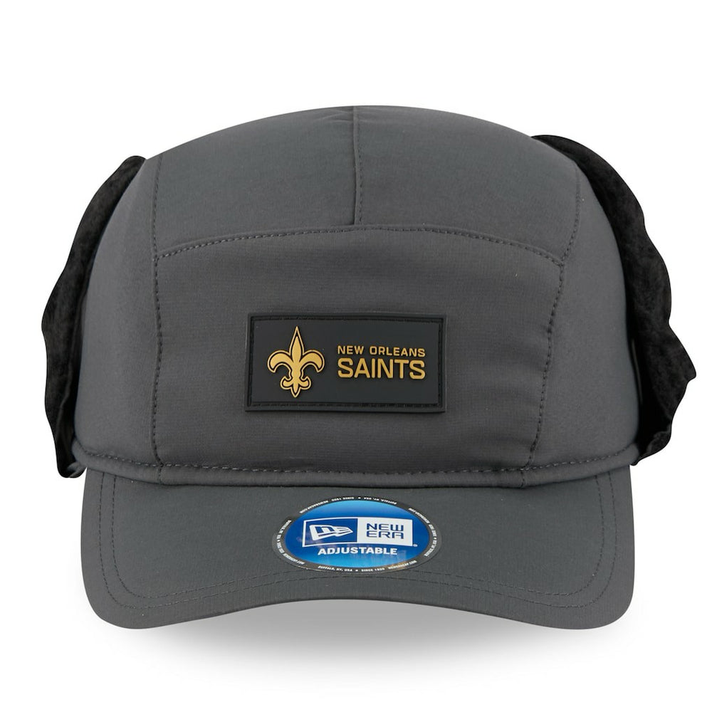 New Orleans Saints New Era 2025 Sideline Cold Weather Runner Dog Ear Adjustable Hat Charcoal