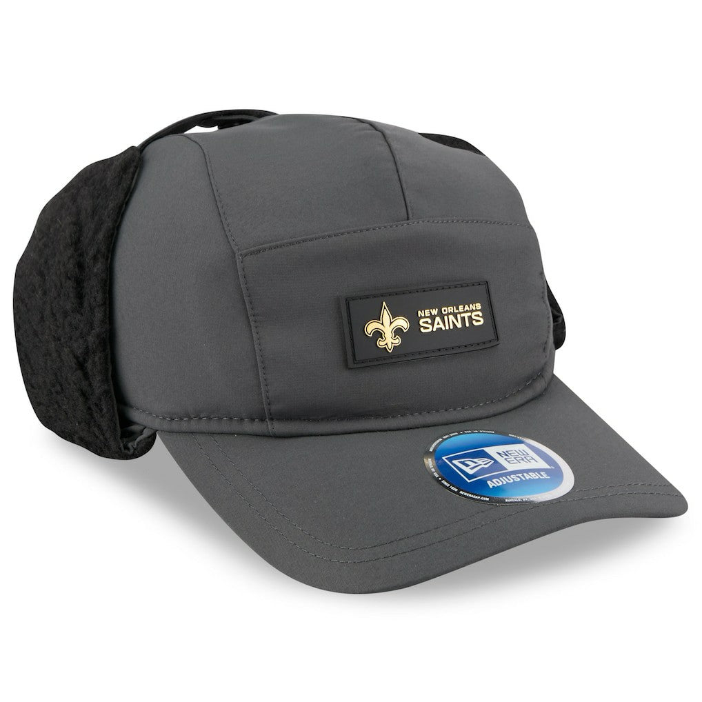 New Orleans Saints New Era 2025 Sideline Cold Weather Runner Dog Ear Adjustable Hat Charcoal