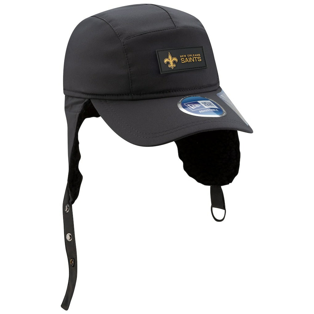 New Orleans Saints New Era 2025 Sideline Cold Weather Runner Dog Ear Adjustable Hat Charcoal