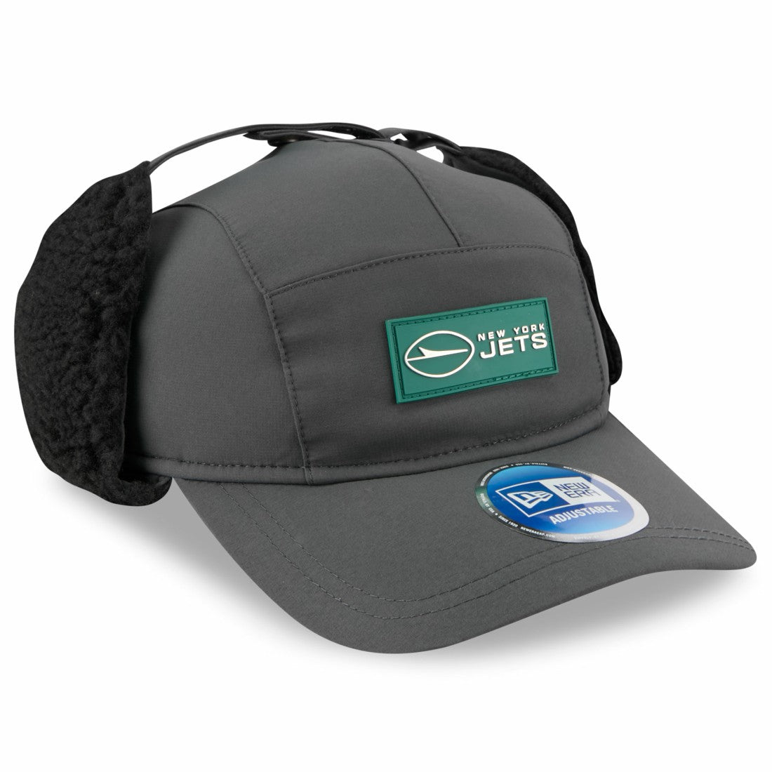 New York Jets New Era 2025 Sideline Cold Weather Runner Dog Ear Adjustable Hat Charcoal