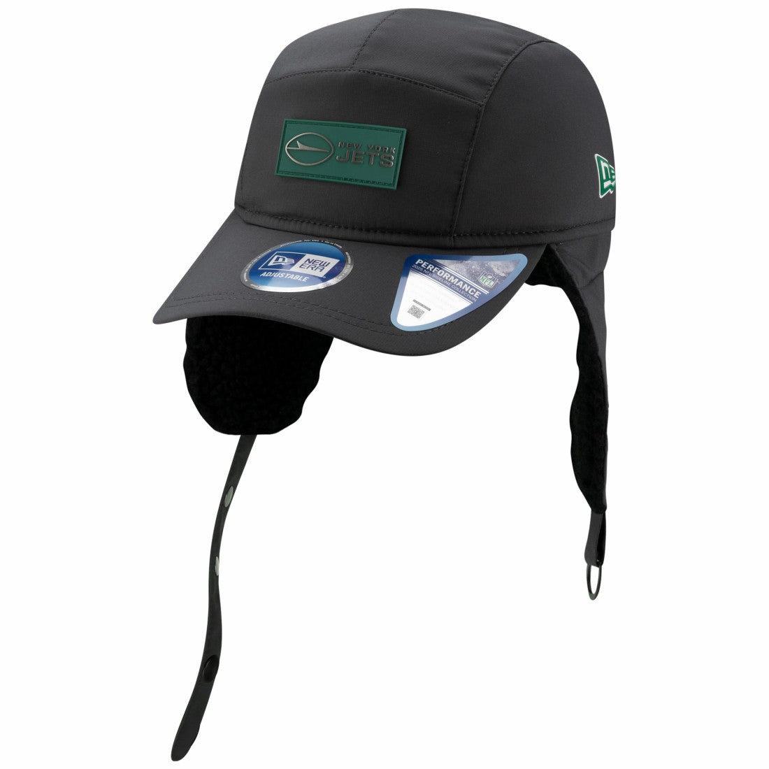 New York Jets New Era 2025 Sideline Cold Weather Runner Dog Ear Adjustable Hat Charcoal