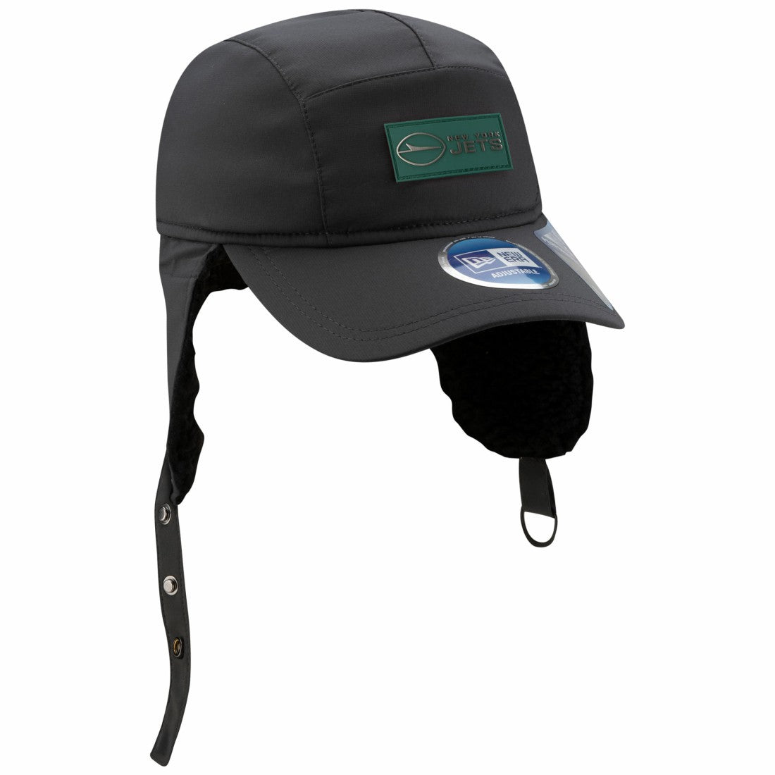 New York Jets New Era 2025 Sideline Cold Weather Runner Dog Ear Adjustable Hat Charcoal