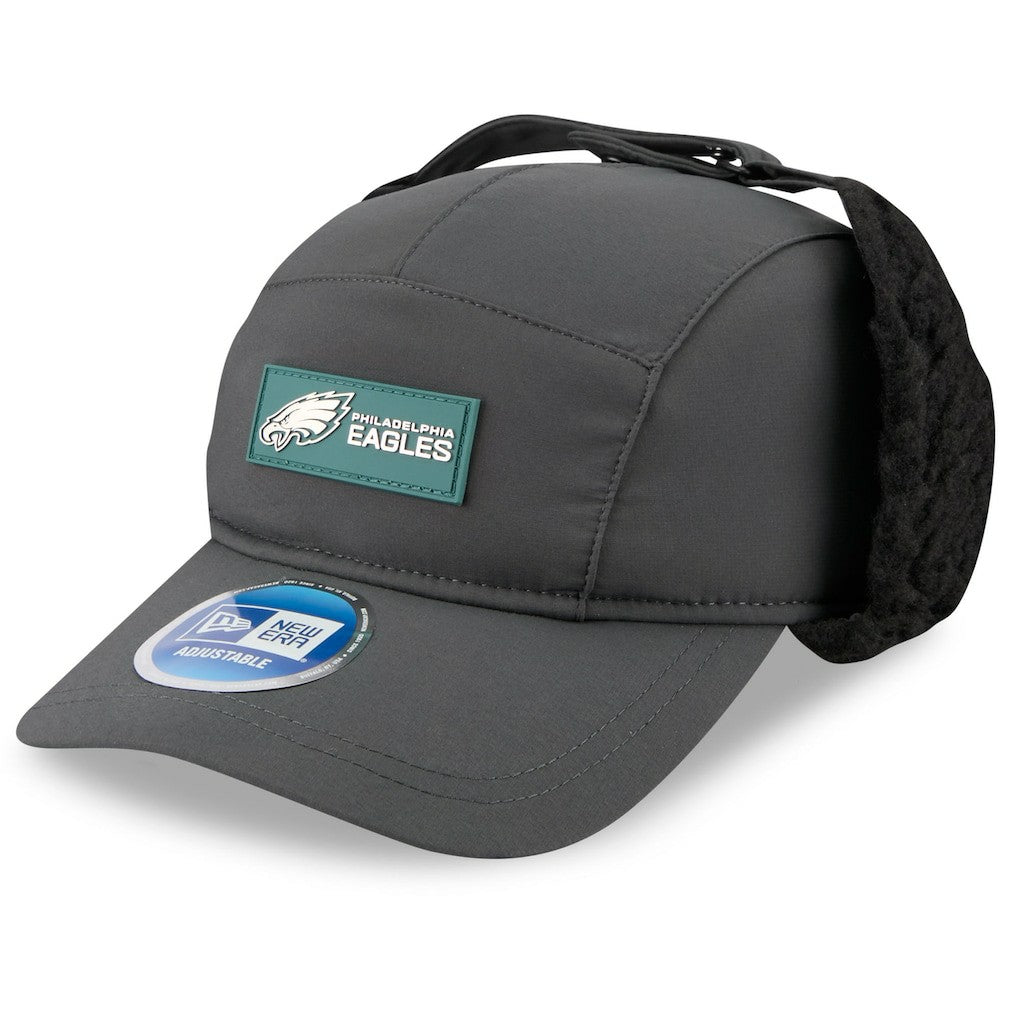 Philadelphia Eagles New Era 2025 Sideline Cold Weather Runner Dog Ear Adjustable Hat Charcoal