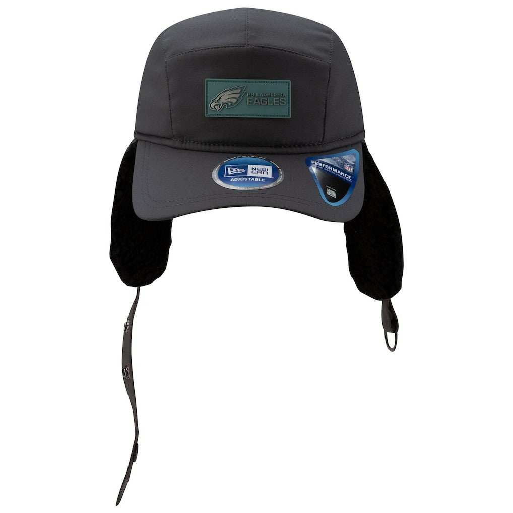 Philadelphia Eagles New Era 2025 Sideline Cold Weather Runner Dog Ear Adjustable Hat Charcoal