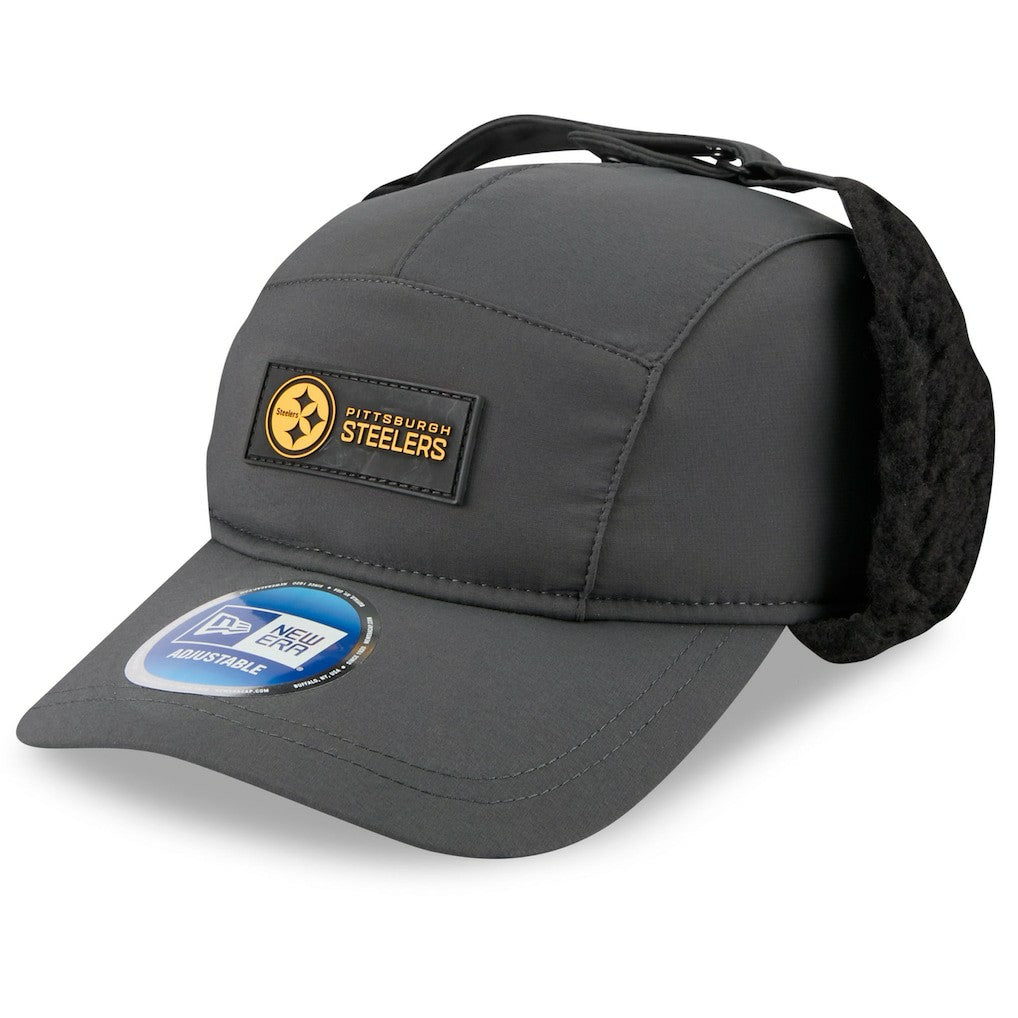 Pittsburgh Steelers New Era 2025 Sideline Cold Weather Runner Dog Ear Adjustable Hat Charcoal