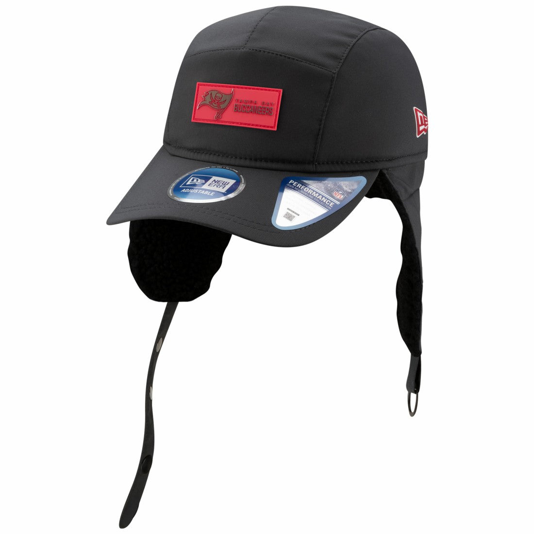 Tampa Bay Buccaneers New Era 2025 Sideline Cold Weather Runner Dog Ear Adjustable Hat Charcoal