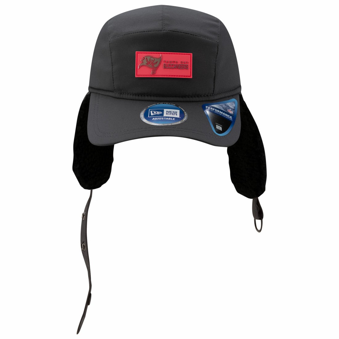 Tampa Bay Buccaneers New Era 2025 Sideline Cold Weather Runner Dog Ear Adjustable Hat Charcoal