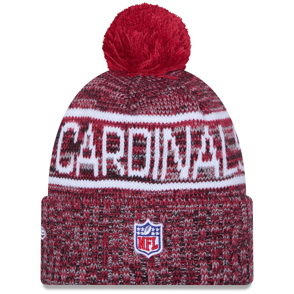 Arizona Cardinals New Era 2025 Sideline Cold Weather Cuffed Knit Hat with Pom Cardinal