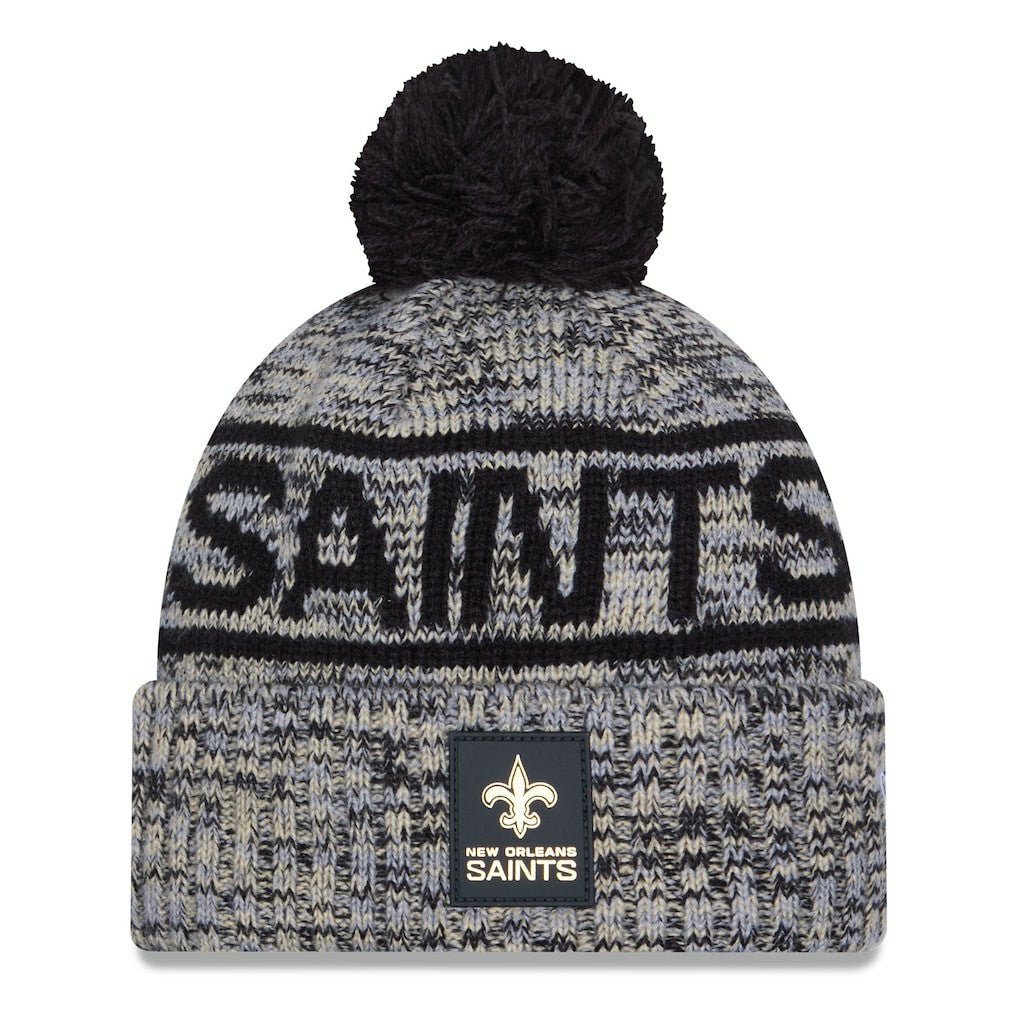 New Orleans Saints New Era 2025 Sideline Cold Weather Cuffed Knit Hat with Pom Black
