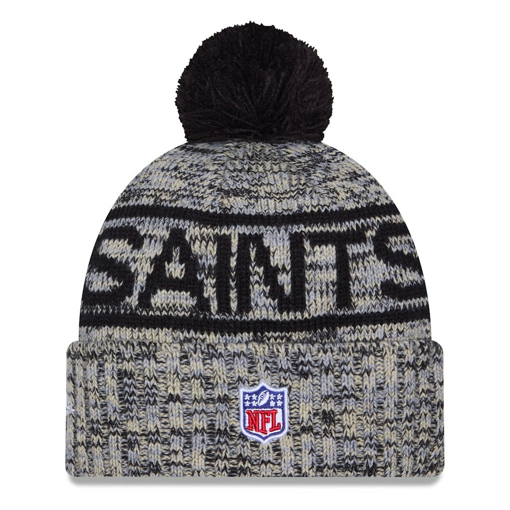 New Orleans Saints New Era 2025 Sideline Cold Weather Cuffed Knit Hat with Pom Black