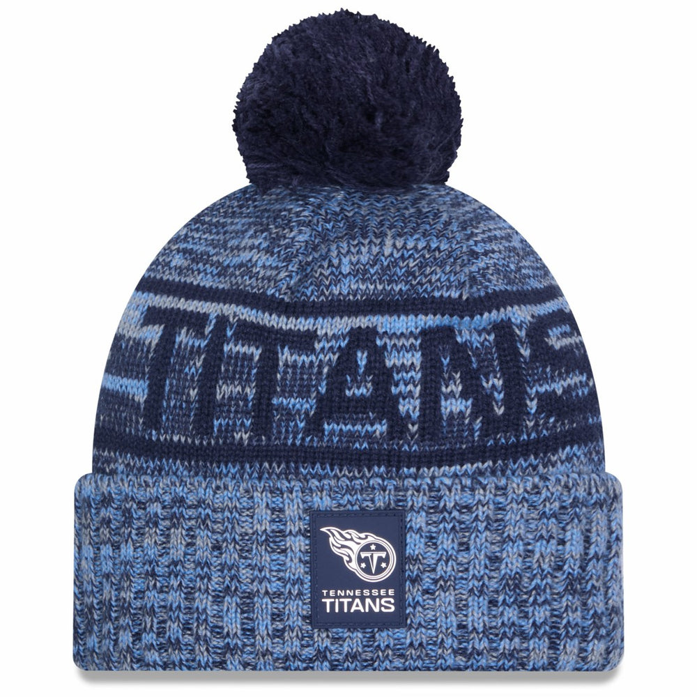 Tennessee Titans New Era 2025 Sideline Cold Weather Cuffed Knit Hat with Pom Light Blue